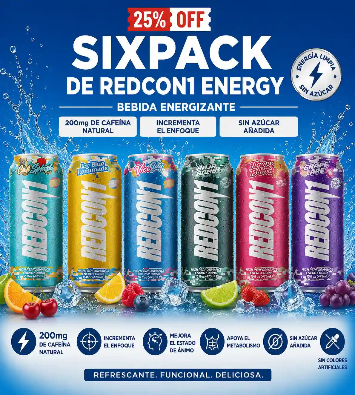 Sixpack de Bebida Energizante 473ml | Redcon1 Energy ( 6 unds)