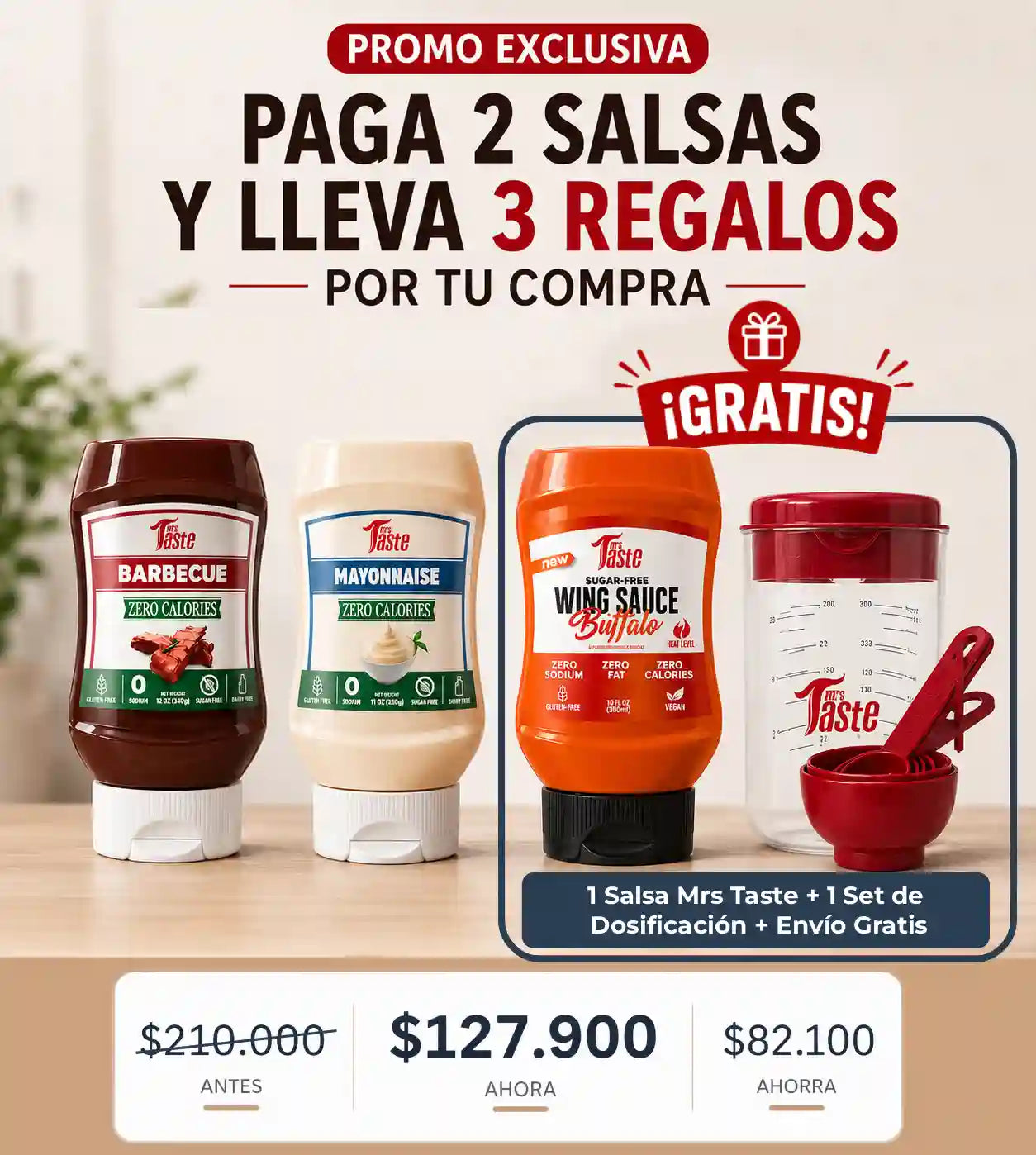 🎁3 REGALOS por la compra de 2 Salsas Mrs Taste