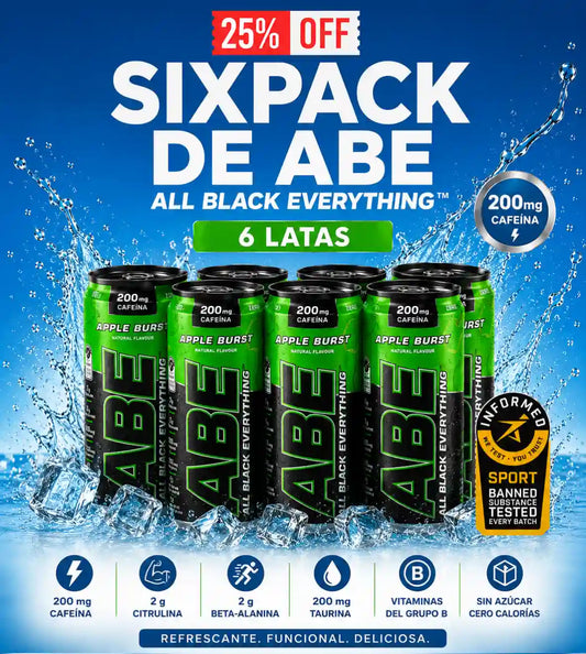 SixPack de ABE Energizante |  Magnífica Bebida para Pre-entrenamiento