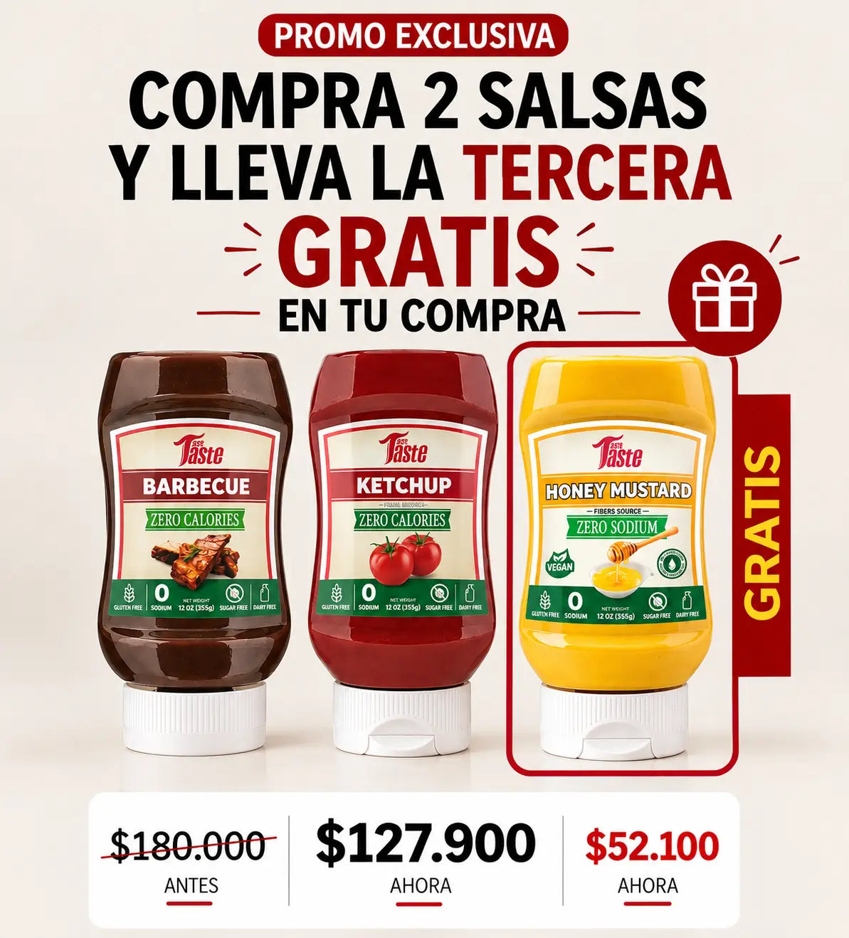 Lleva 3 Salsas por el Precio de 2 – Salsas Mrs Taste – 100% Originales