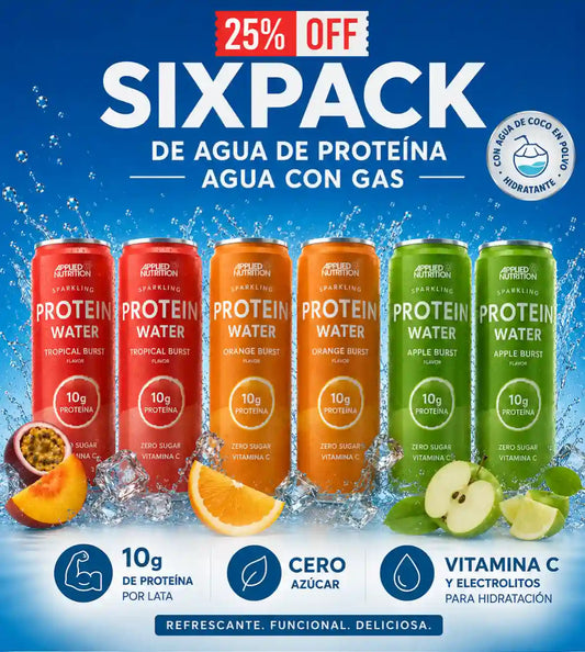 Agua de Proteína con Gas | Applied Nutrition | Sixpack x 6 unidades | 330 ml c/u