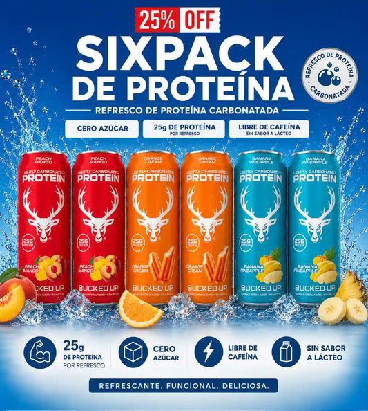 Sixpack de Refresco de Proteína Carbonatada 473ml | Bucked Up (6 unds)