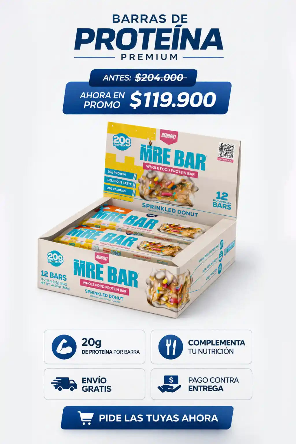 Mega Promo: Barra de Proteína 20gr | Redcon1 (Caja x 12 unds)